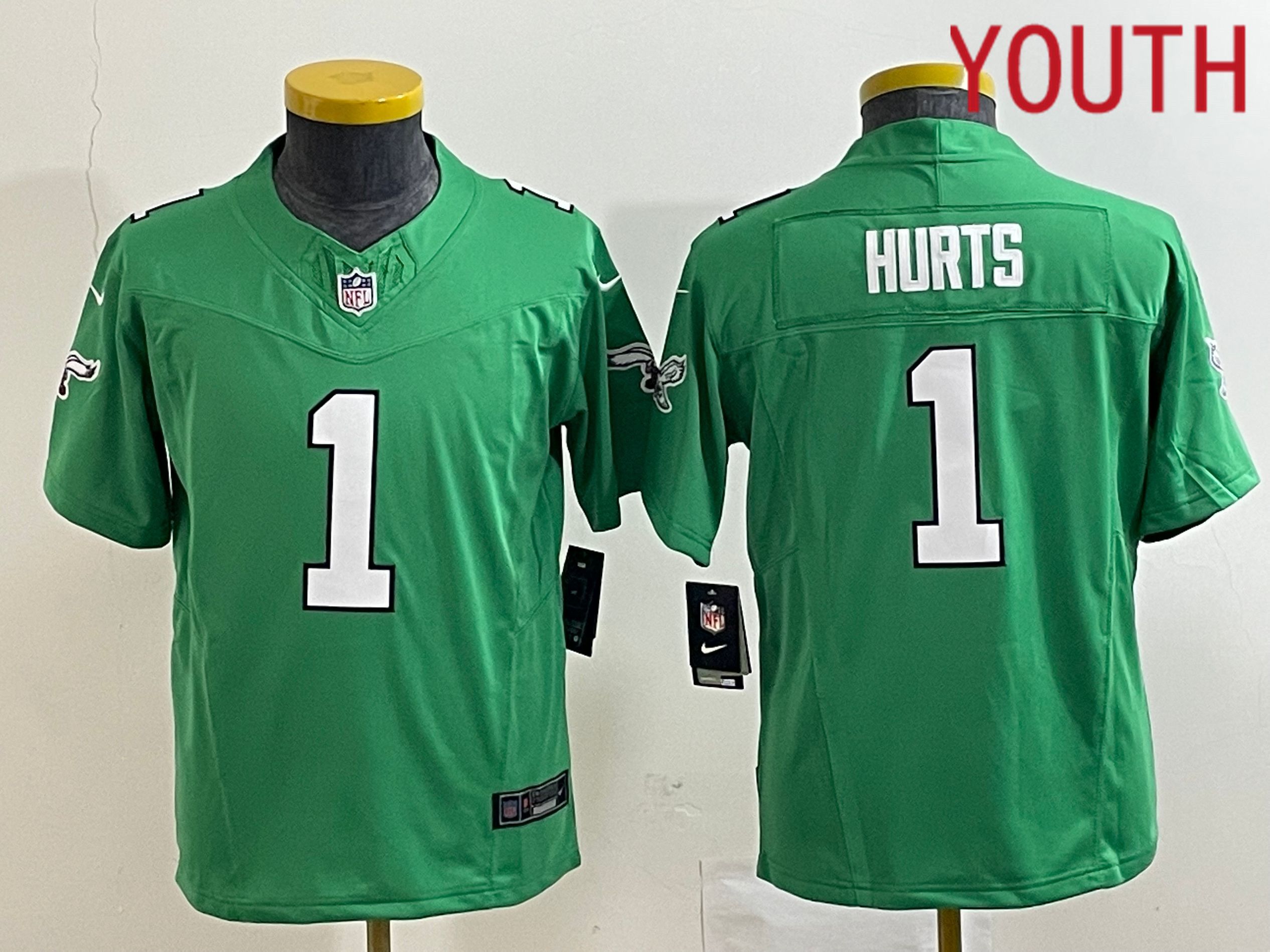 Youth Philadelphia Eagles #1 Hurts Green Nike Throwback Vapor Limited NFL Jersey->youth nfl jersey->Youth Jersey